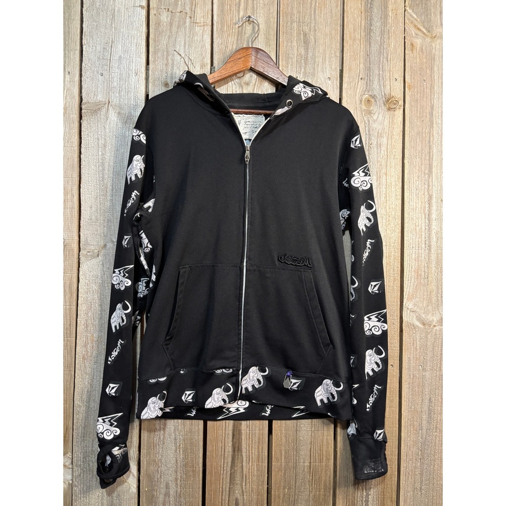Volcom‎ Bryan Iguchi Featured Artist Zip Up Hoodie Mens Large Black G485800